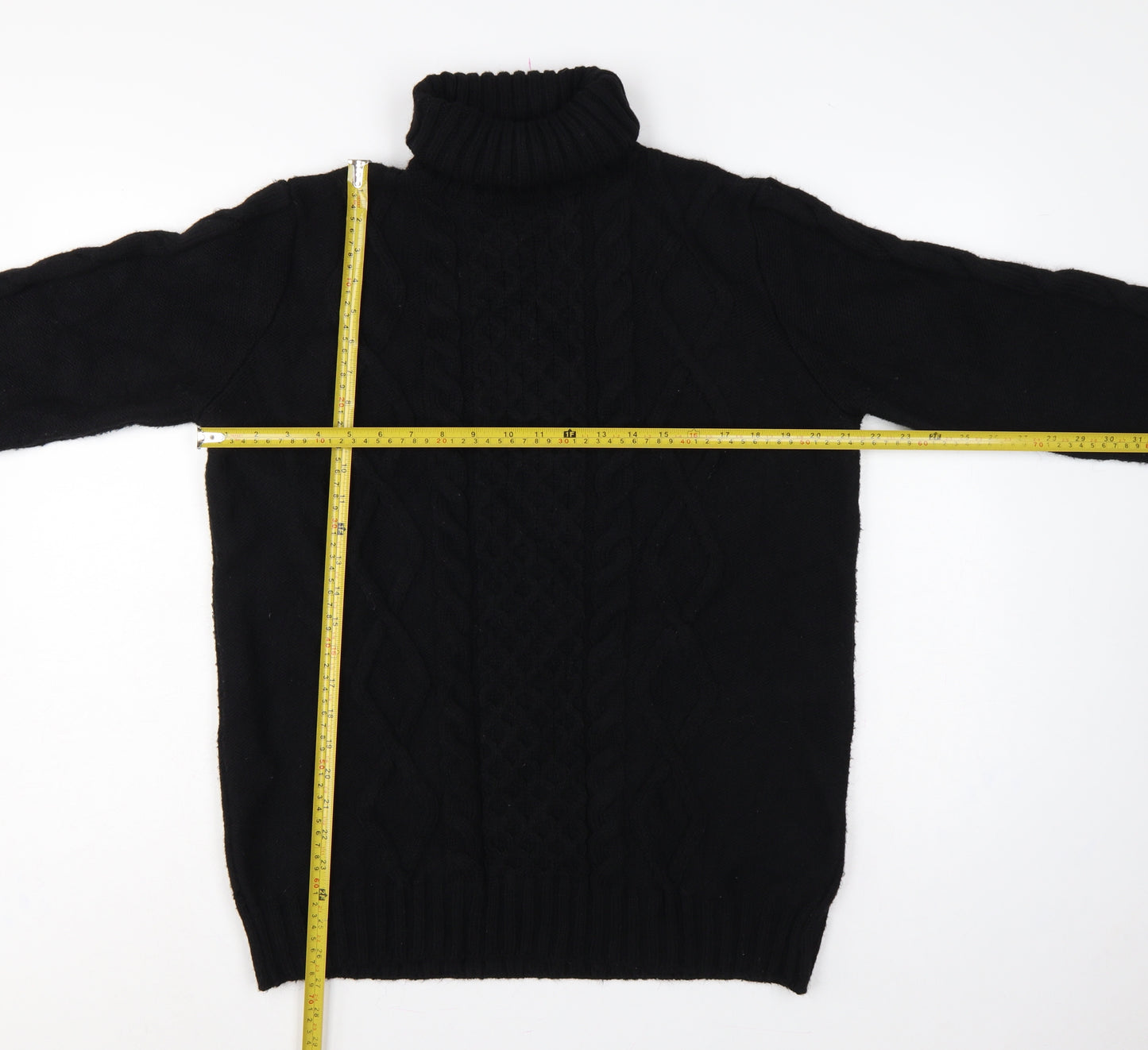 M&S Women Black M Cable Knit Roll Neck Pullover Jumper