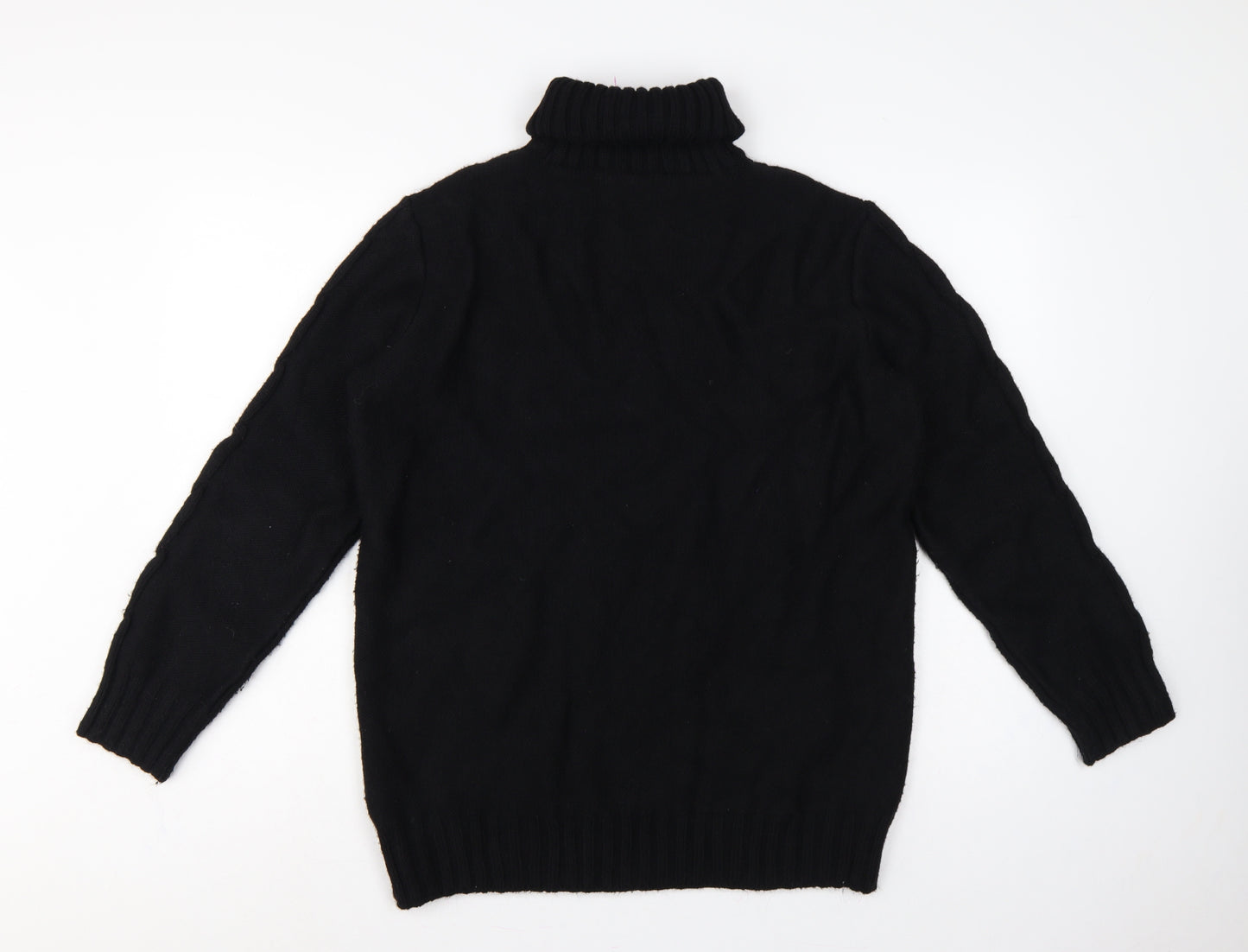 M&S Women Black M Cable Knit Roll Neck Pullover Jumper