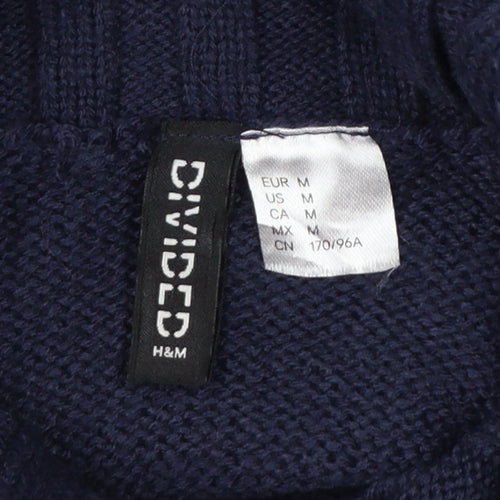 H&M Divided Women’s Blue M Cropped Roll Neck Raglan Knit Jumper