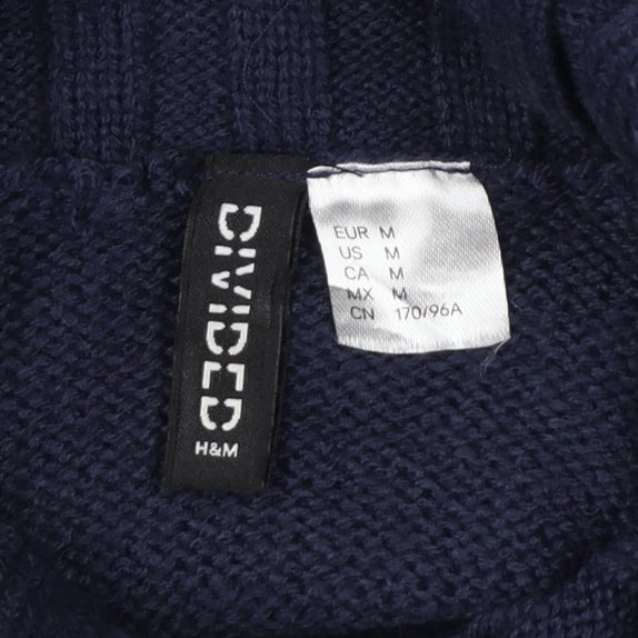 H&M Divided Women’s Blue M Cropped Roll Neck Raglan Knit Jumper