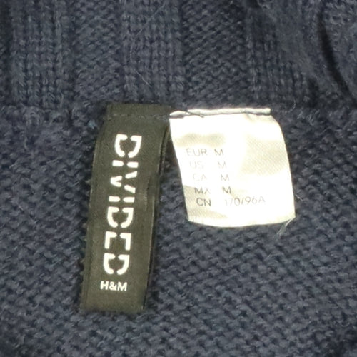 H&M Divided Women’s Blue M Cropped Roll Neck Raglan Knit Jumper
