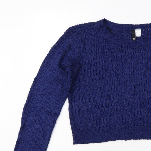 H&M Divided Women’s Blue M Chunky Knit Crew Neck Pullover Jumper