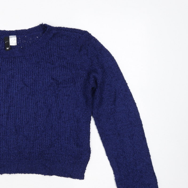 H&M Divided Women’s Blue M Chunky Knit Crew Neck Pullover Jumper