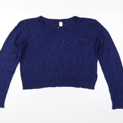 H&M Divided Women’s Blue M Chunky Knit Crew Neck Pullover Jumper