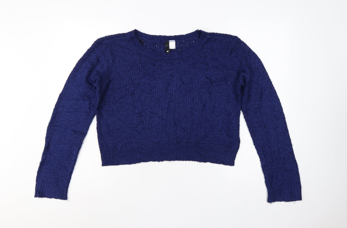 H&M Divided Women’s Blue M Chunky Knit Crew Neck Pullover Jumper