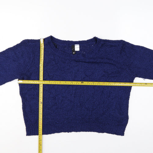 H&M Divided Women’s Blue M Chunky Knit Crew Neck Pullover Jumper