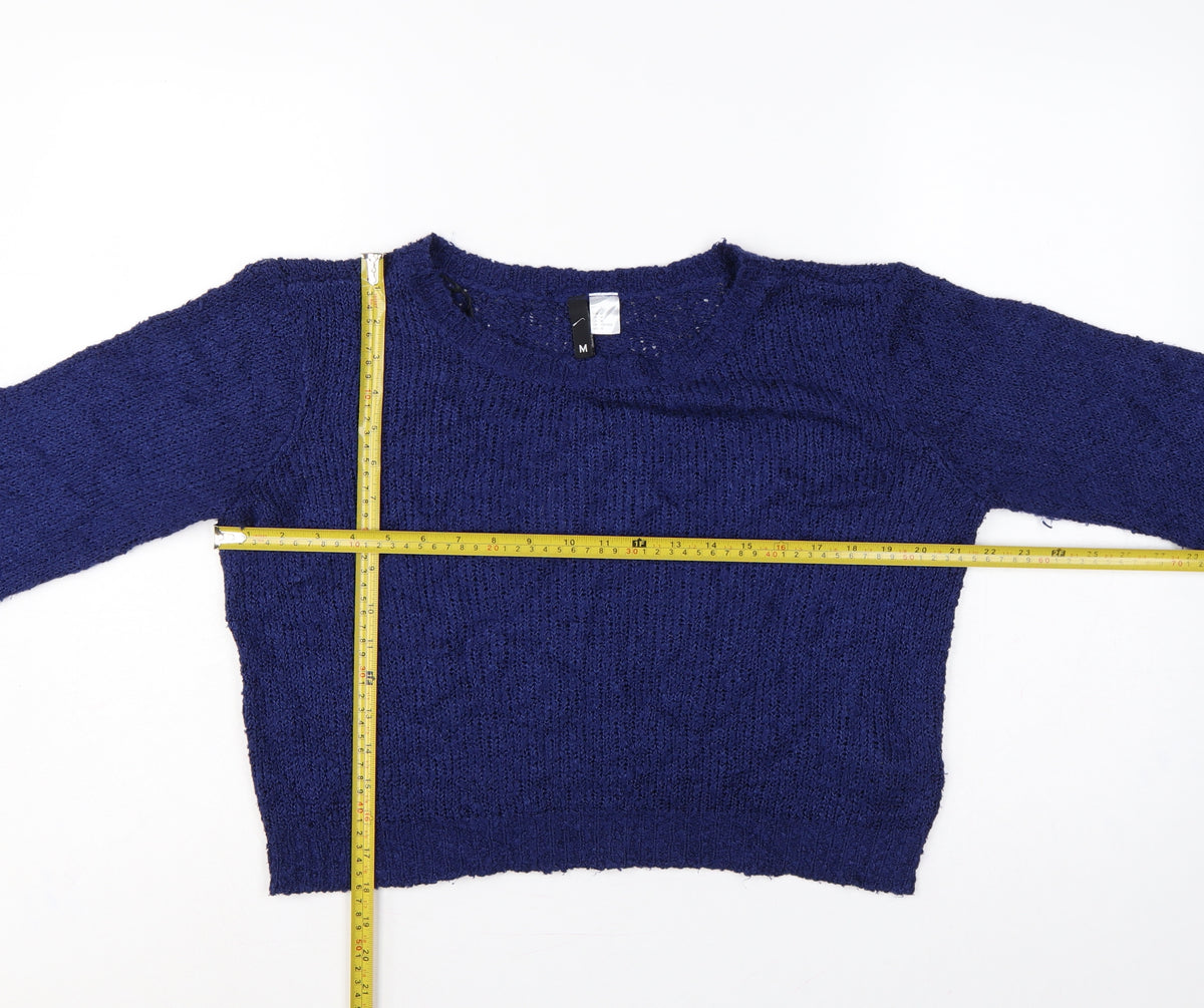 H&M Divided Women’s Blue M Chunky Knit Crew Neck Pullover Jumper