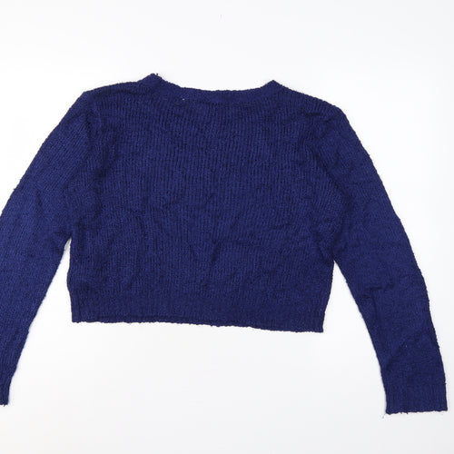 H&M Divided Women’s Blue M Chunky Knit Crew Neck Pullover Jumper