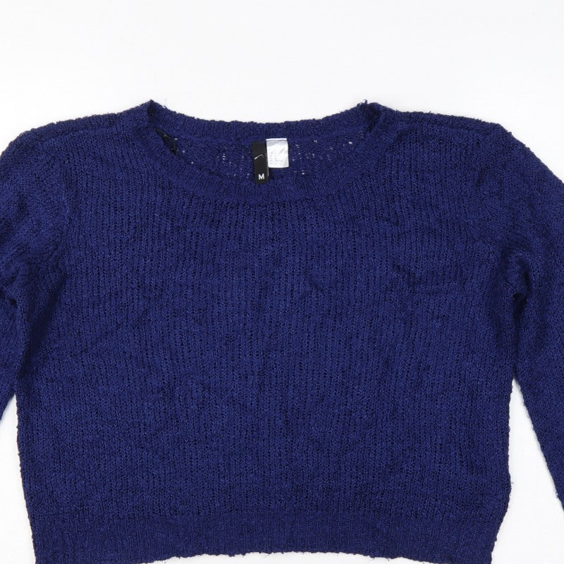 H&M Divided Women’s Blue M Chunky Knit Crew Neck Pullover Jumper