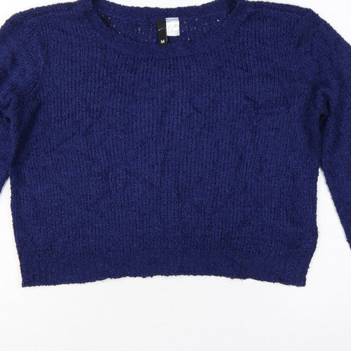 H&M Divided Women’s Blue M Chunky Knit Crew Neck Pullover Jumper