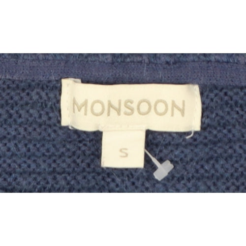 Monsoon Women’s Blue Size S Knit Raglan Sleeve Round Neck Pullover Jumper