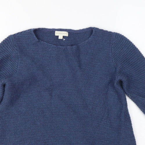 Monsoon Women’s Blue Size S Knit Raglan Sleeve Round Neck Pullover Jumper