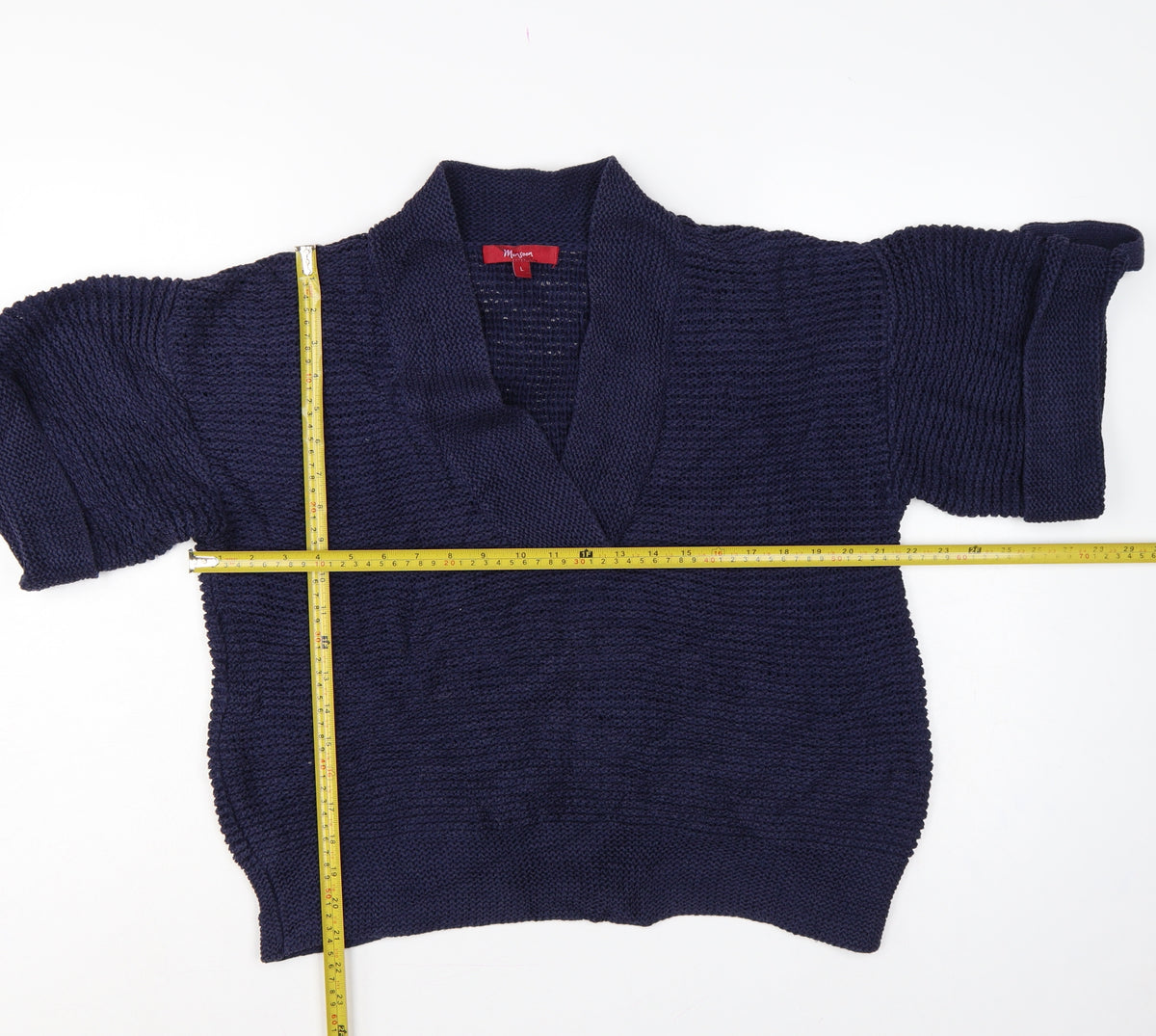 Monsoon Women’s Blue L Chunky Knit Collared Kimono Sleeve Jumper