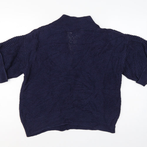 Monsoon Women’s Blue L Chunky Knit Collared Kimono Sleeve Jumper