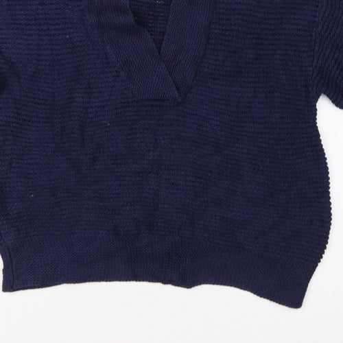 Monsoon Women’s Blue L Chunky Knit Collared Kimono Sleeve Jumper