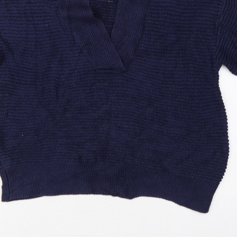 Monsoon Women’s Blue L Chunky Knit Collared Kimono Sleeve Jumper