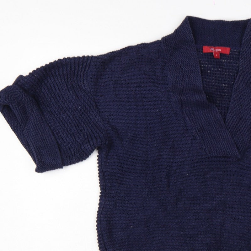 Monsoon Women’s Blue L Chunky Knit Collared Kimono Sleeve Jumper