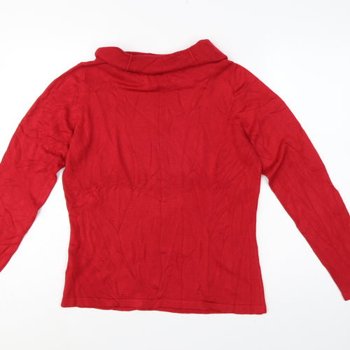 Marks and Spencer Women's Red UK 16 Roll Neck Knit Jumper