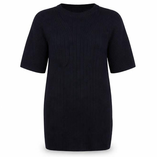 Marks and Spencer Women’s Blue M Ribbed Knit Tunic Jumper Short Sleeve