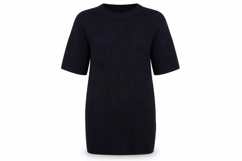 Marks and Spencer Women’s Blue M Ribbed Knit Tunic Jumper Short Sleeve