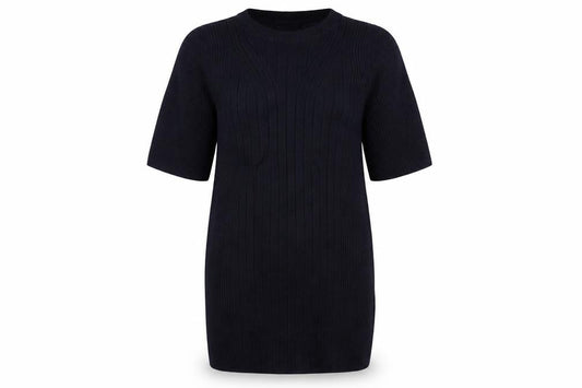 Marks and Spencer Women’s Blue M Ribbed Knit Tunic Jumper Short Sleeve