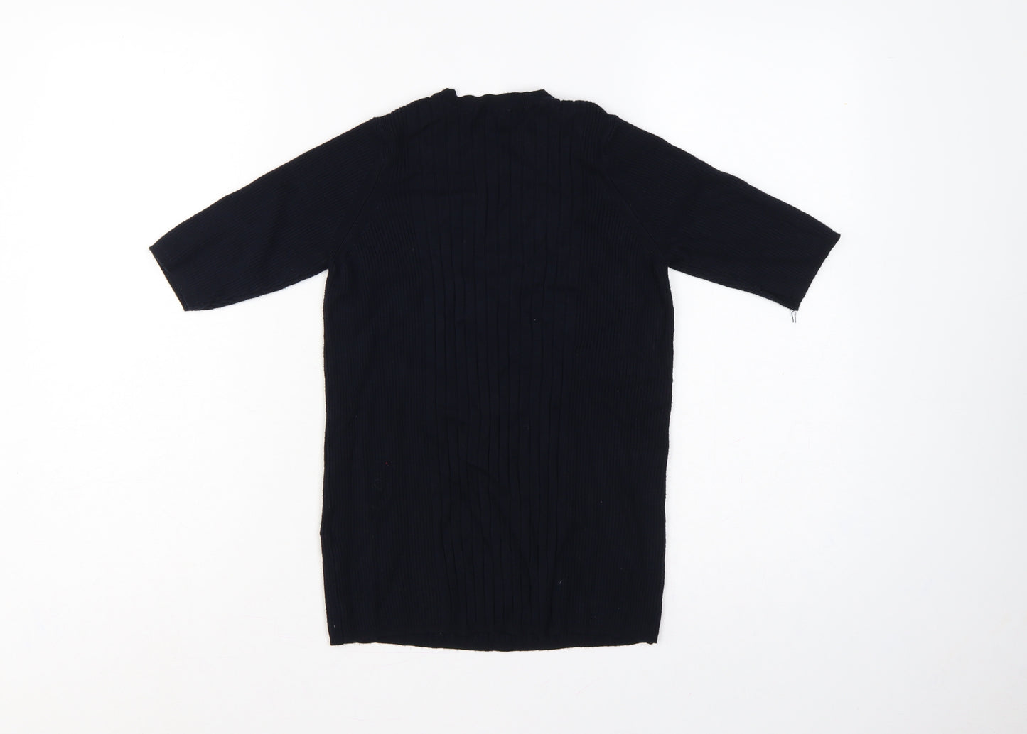 Marks and Spencer Women’s Blue M Ribbed Knit Tunic Jumper Short Sleeve