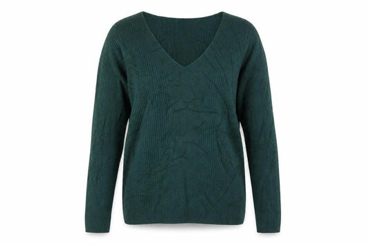 Marks & Spencer Women Green UK 12 V-Neck Rib Knit Acrylic Jumper