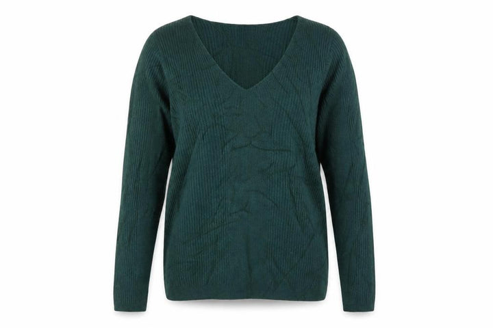 Marks & Spencer Women Green UK 12 V-Neck Rib Knit Acrylic Jumper