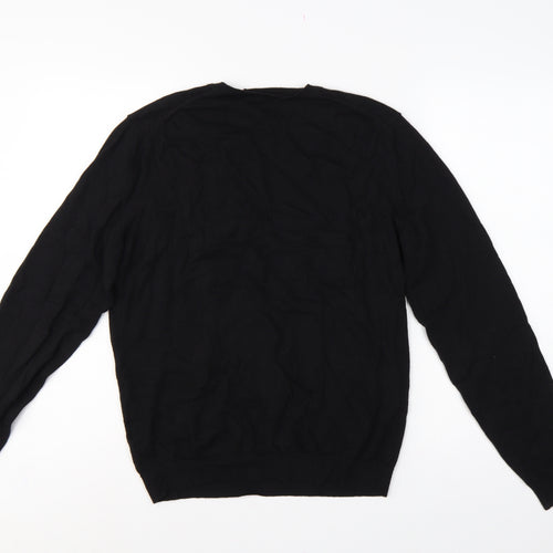 Calvin Klein Men’s Black M Cotton Cashmere V-Neck Pullover Jumper