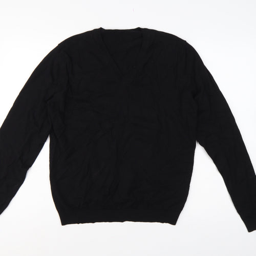 Calvin Klein Men’s Black M Cotton Cashmere V-Neck Pullover Jumper