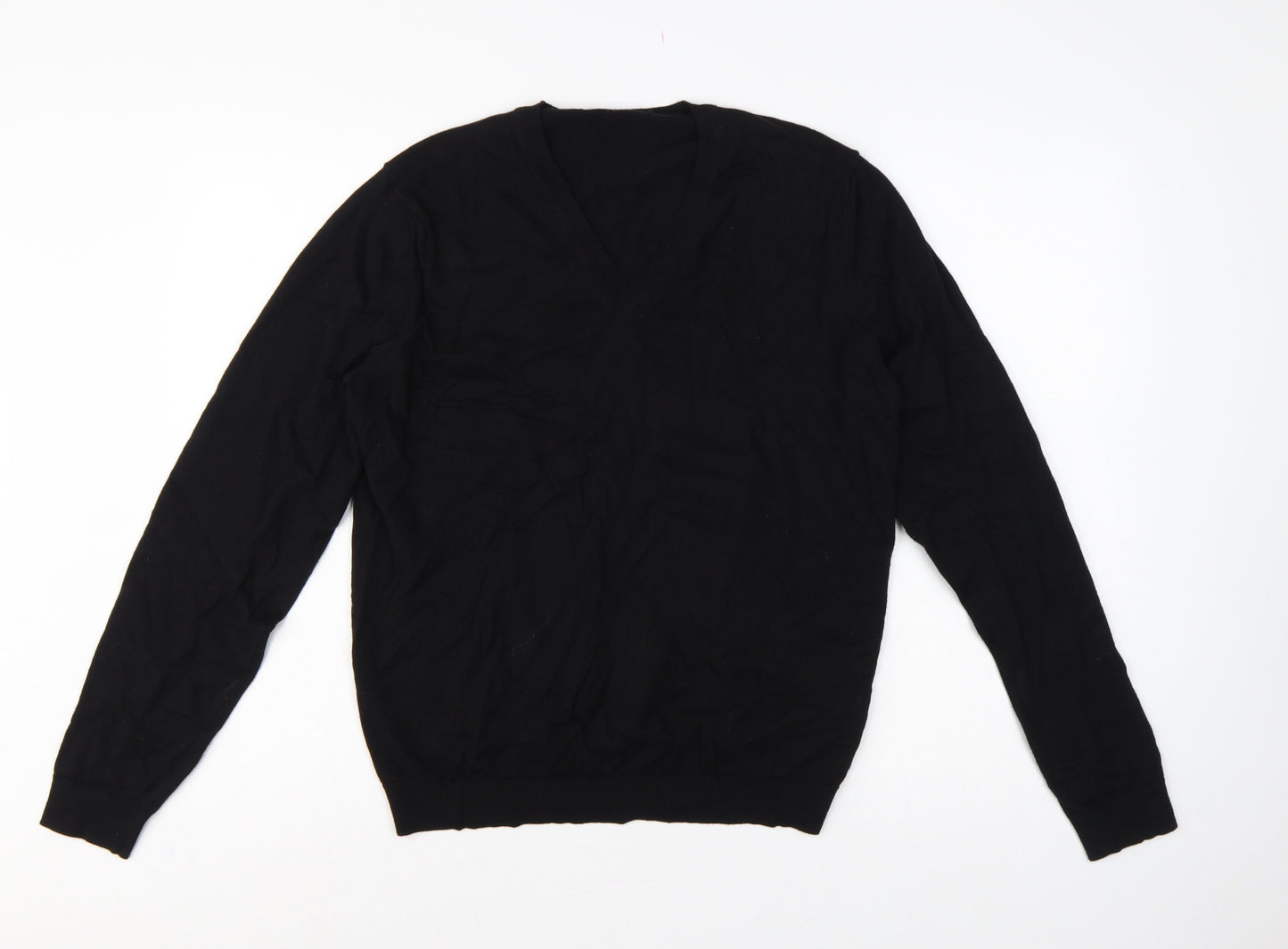 Calvin Klein Men’s Black M Cotton Cashmere V-Neck Pullover Jumper
