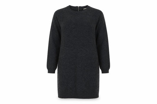 Front view of Monsoon Women Black S Knit Jumper Dress Mock Neck Zip