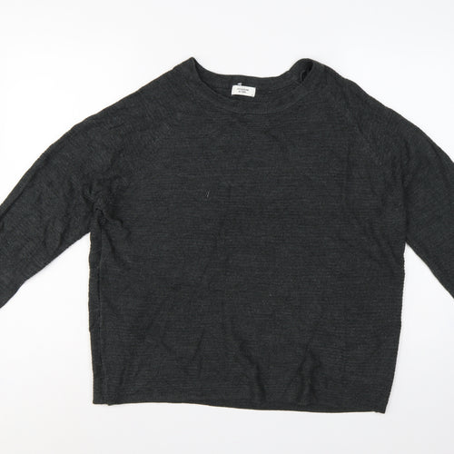Jacqueline de Yong Women’s Grey S Crew Neck Balloon Sleeve Knit Jumper