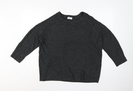 Jacqueline de Yong Women’s Grey S Crew Neck Balloon Sleeve Knit Jumper