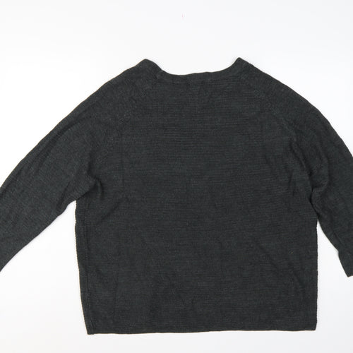 Jacqueline de Yong Women’s Grey S Crew Neck Balloon Sleeve Knit Jumper