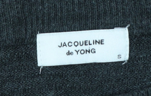 Jacqueline de Yong Women’s Grey S Crew Neck Balloon Sleeve Knit Jumper