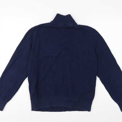 Tommy Hilfiger Men’s Blue M 1/4 Zip High Neck Cotton Jumper