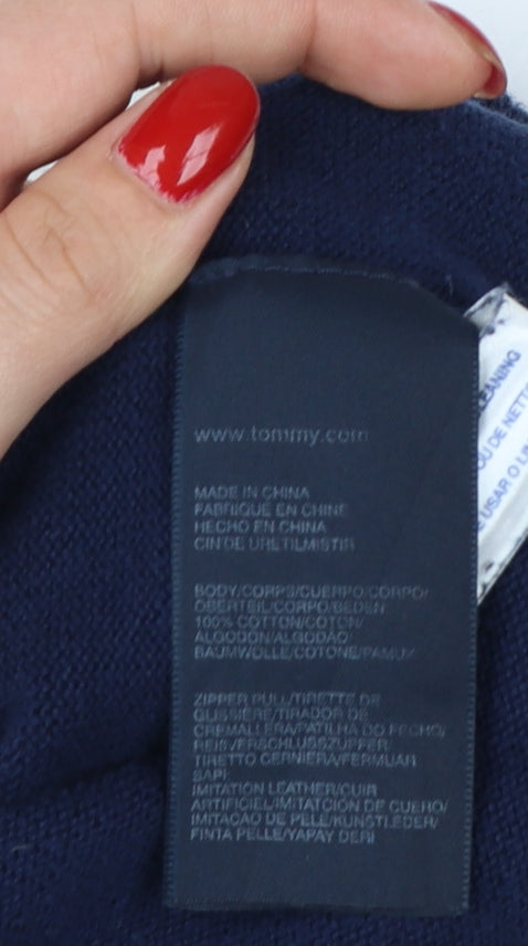 Tommy Hilfiger Men’s Blue M 1/4 Zip High Neck Cotton Jumper