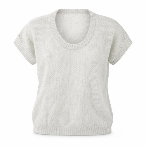 Topshop Women Grey UK 12 Short Sleeve Scoop Neck Open Knit Jumper
