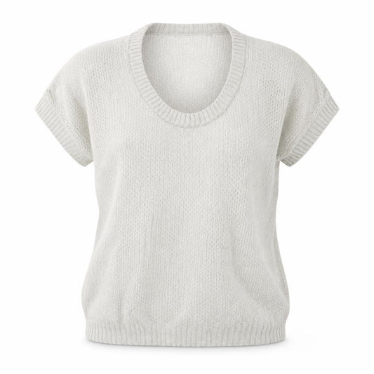 Topshop Women Grey UK 12 Short Sleeve Scoop Neck Open Knit Jumper