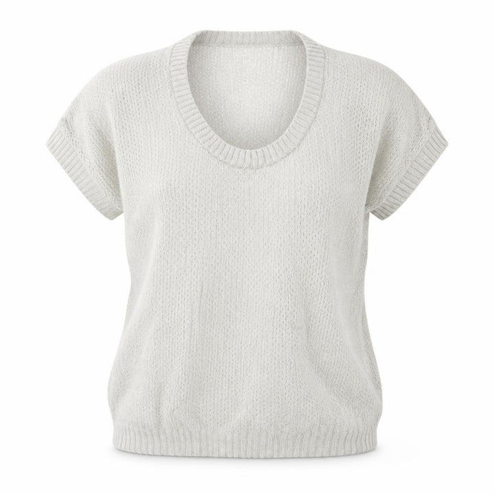 Topshop Women Grey UK 12 Short Sleeve Scoop Neck Open Knit Jumper