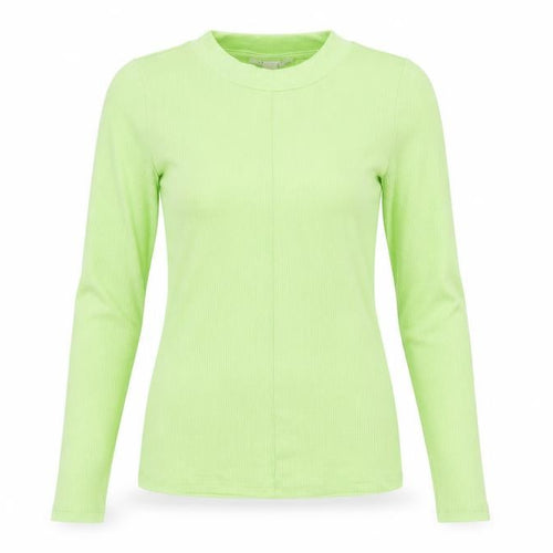 Topshop Women Green UK 8 Basic Ribbed Mock Neck Long Sleeve T-Shirt