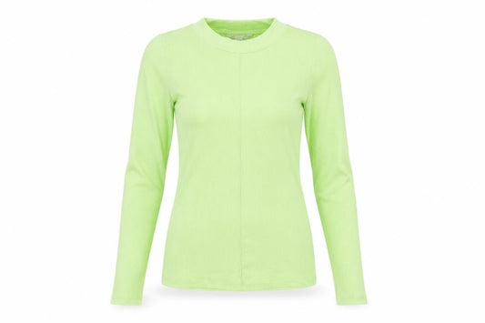 Topshop Women Green UK 8 Basic Ribbed Mock Neck Long Sleeve T-Shirt