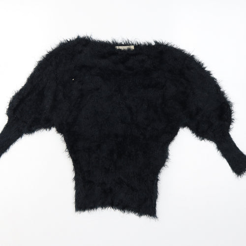 Forcast Women’s Black XS Fuzzy Knit 3/4 Sleeve Pullover Jumper