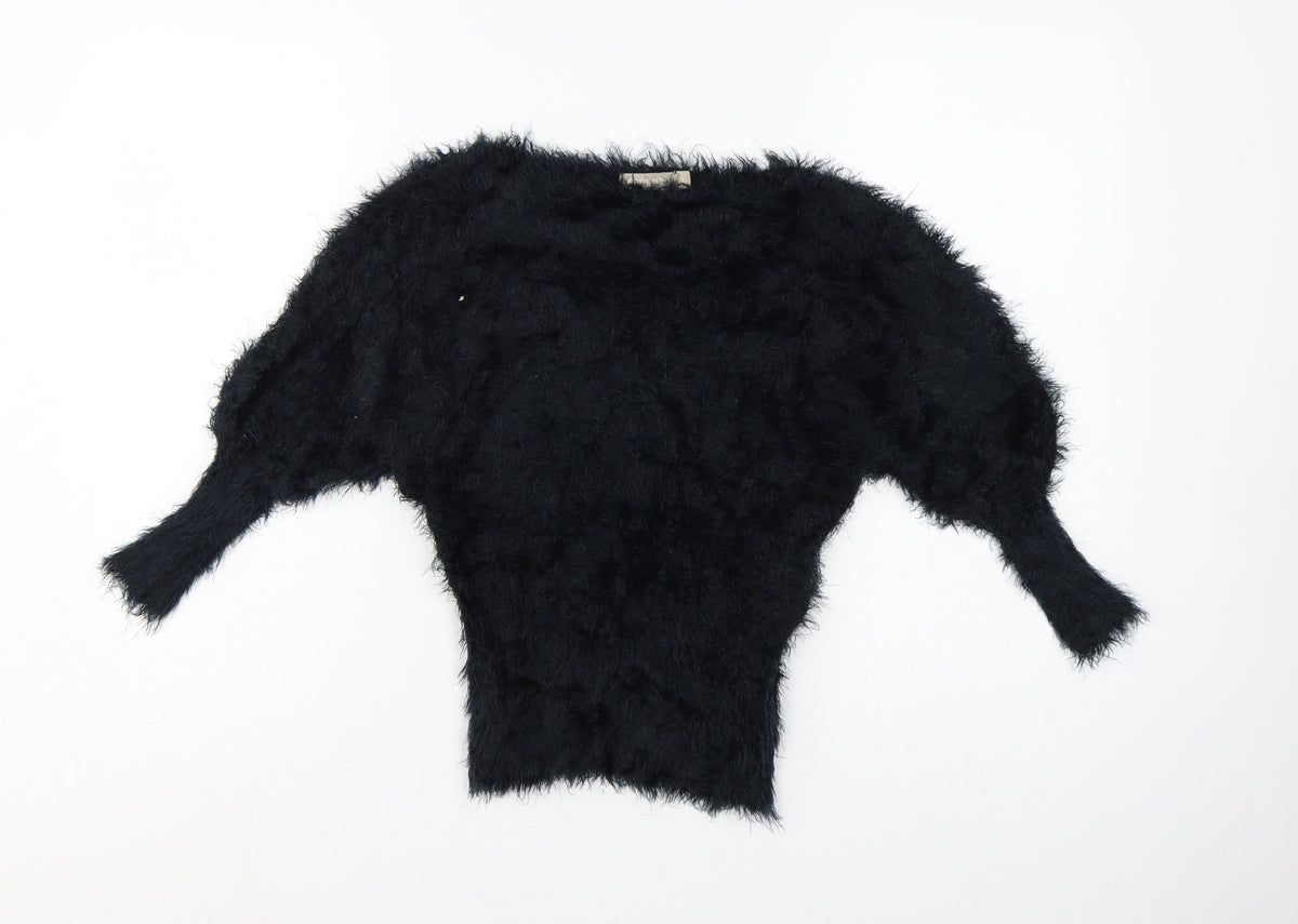 Forcast Women’s Black XS Fuzzy Knit 3/4 Sleeve Pullover Jumper