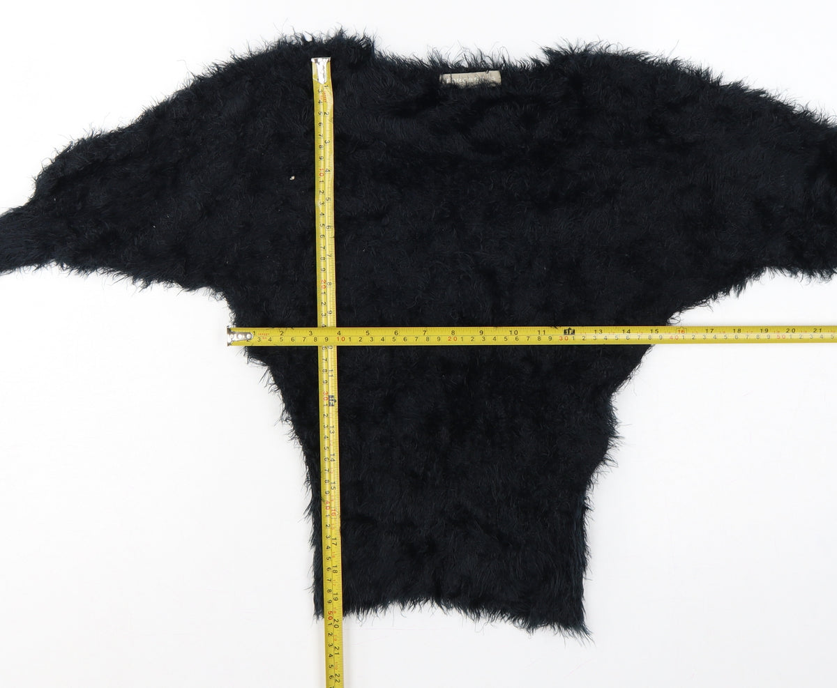 Forcast Women’s Black XS Fuzzy Knit 3/4 Sleeve Pullover Jumper