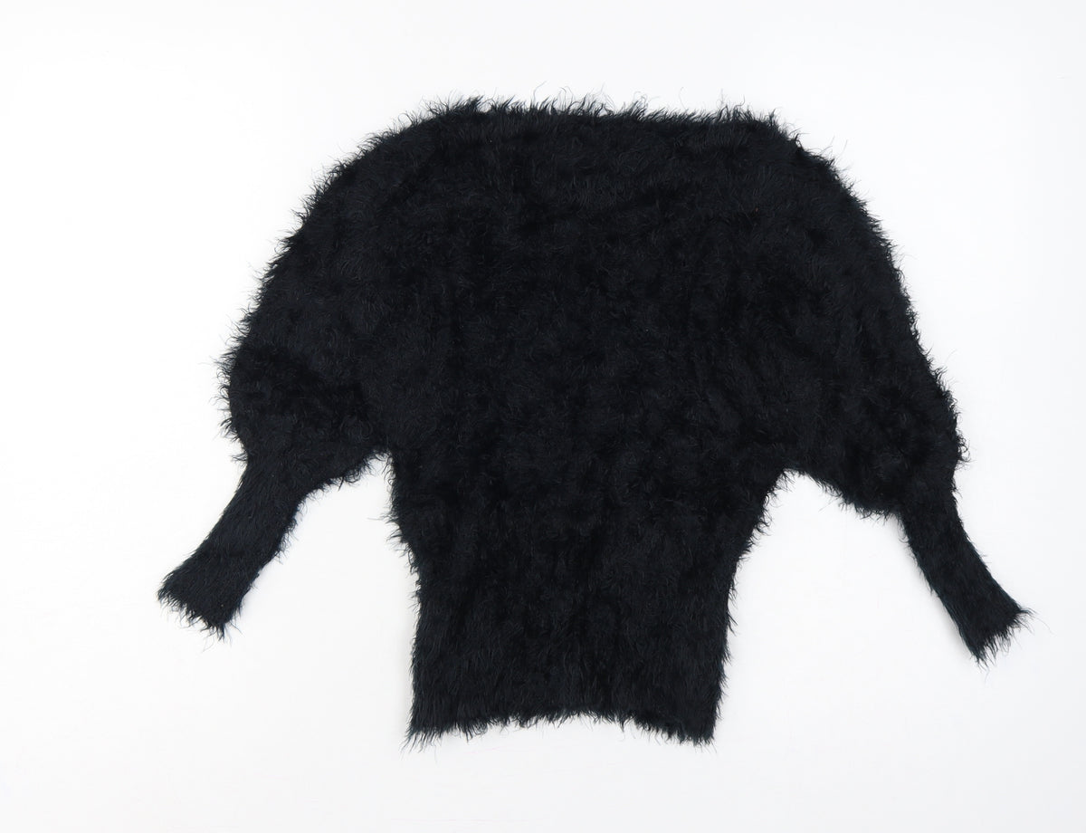 Forcast Women’s Black XS Fuzzy Knit 3/4 Sleeve Pullover Jumper