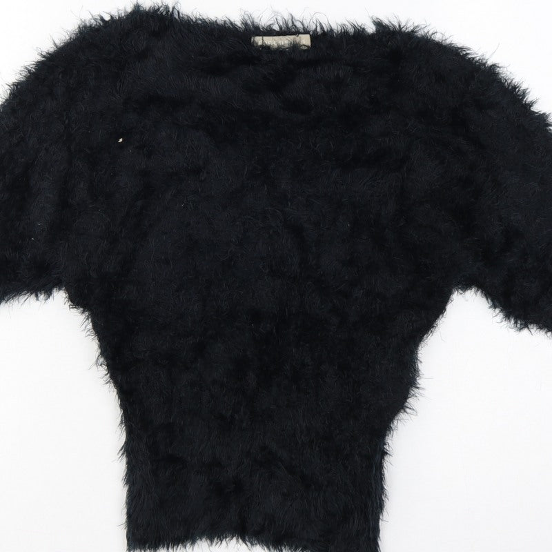 Forcast Women’s Black XS Fuzzy Knit 3/4 Sleeve Pullover Jumper