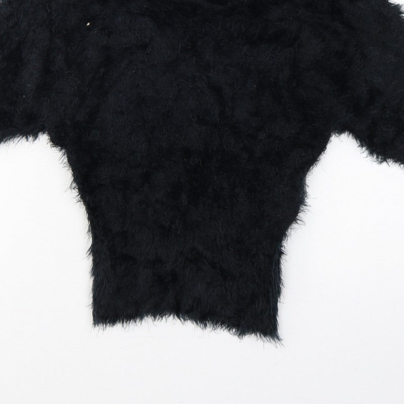 Forcast Women’s Black XS Fuzzy Knit 3/4 Sleeve Pullover Jumper