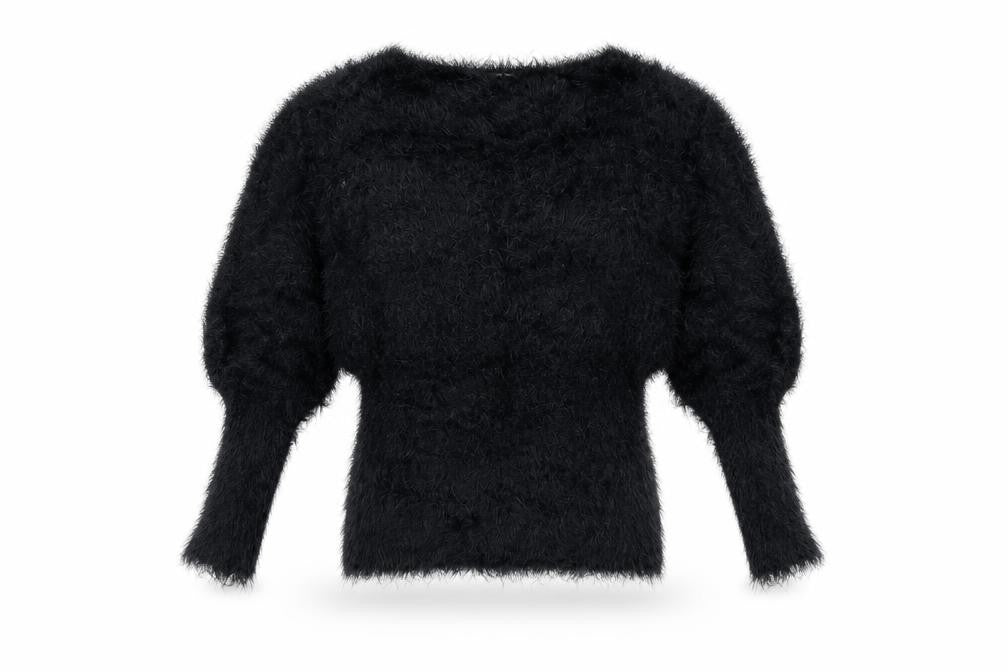 Forcast Women’s Black XS Fuzzy Knit 3/4 Sleeve Pullover Jumper